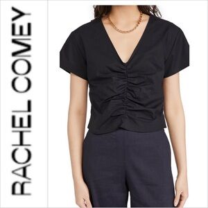 Rachel Comey Black Puff Sleeve Ruched Crop Blouse 4